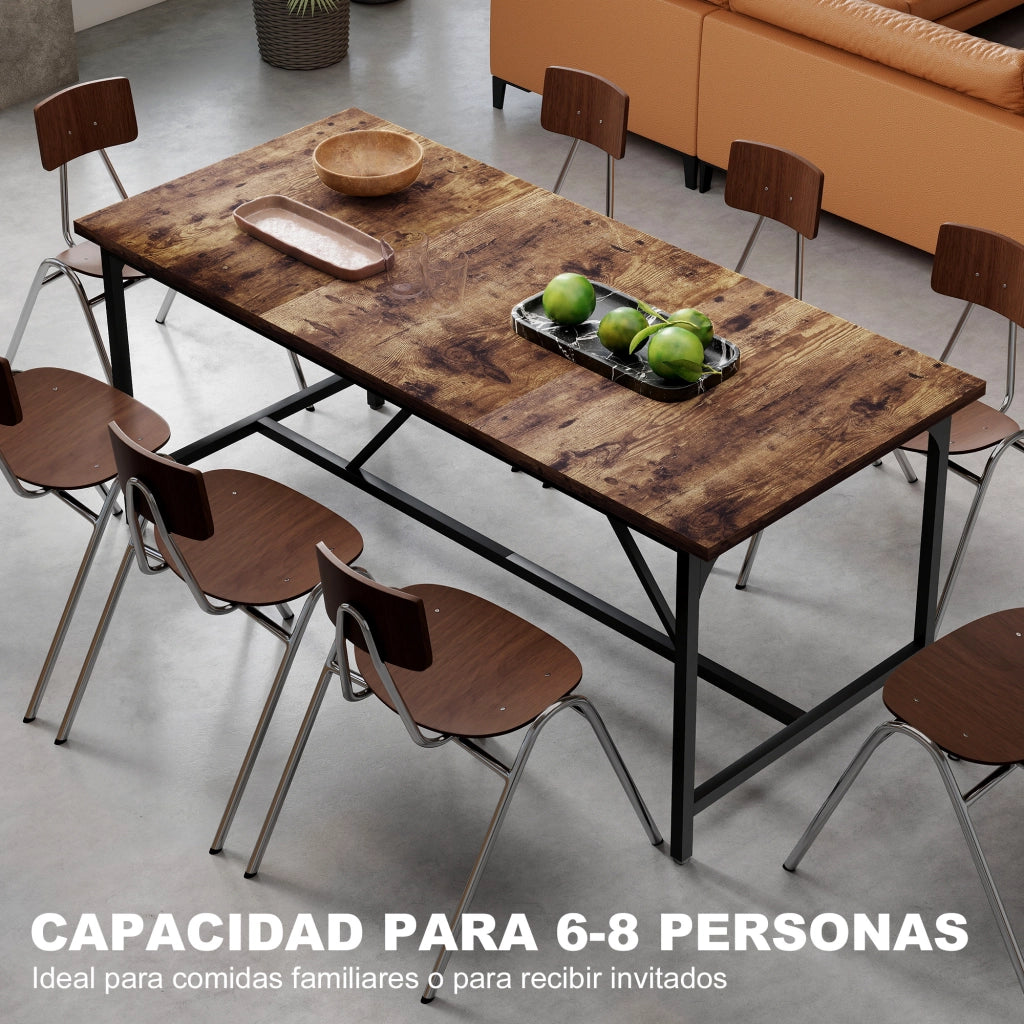 Tavolo da pranzo rettangolare allungabile 6-8 persone ¨C Xylo ¨C Legno effetto noce gambe metallo 180x80x75,5cm
