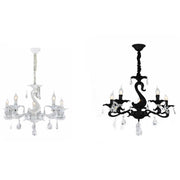 Trade Shop - Lampadario Classico Attacco E14 5 Bracci Con Pendenti In Acrilico Lampada A15-5 -