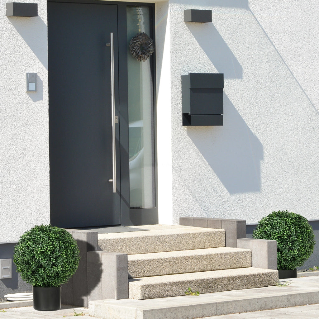 Piante artificiali, set da 2, piante artificiali resistenti ai raggi UV in vaso, cespugli di bosso da 52 cm per la decorazione di giardino e