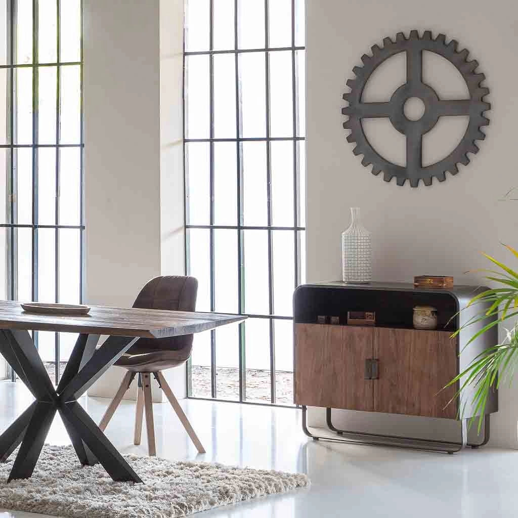 Credenza in legno e metallo nero 90x44x80,5h cm