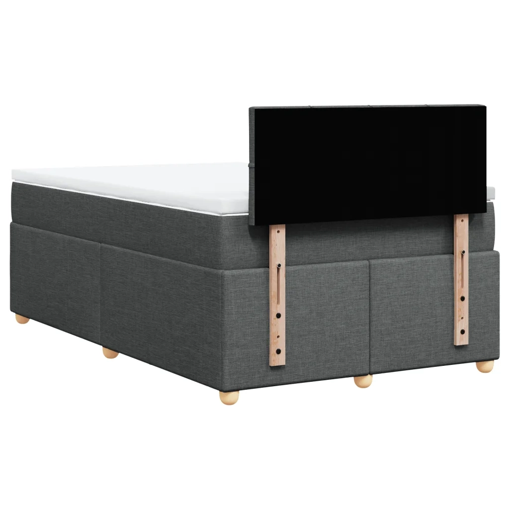 Giroletto a Molle con Materasso Grigio Scuro 120x200 cm Tessuto