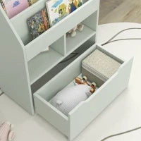 Piccola Libreria per Bambini con Ripiani e Cassetto in MDF, 60x29.9x90cm, Verde