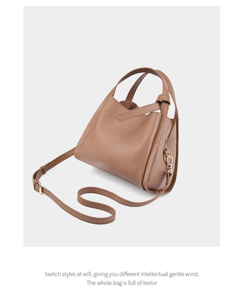 Borsa a tracolla da donna in vera pelle, grande capacit¨¤, colore marrone.