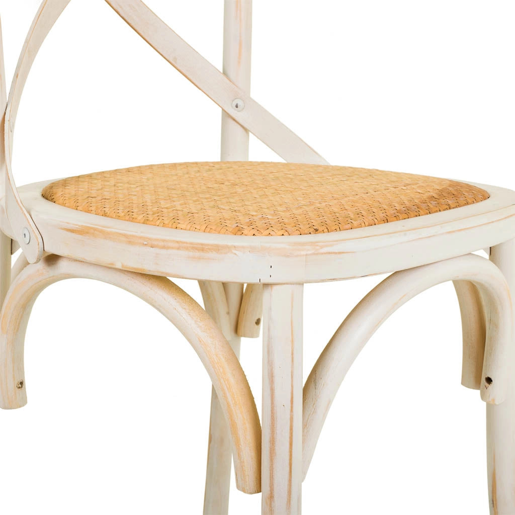 Sedia in legno e sedile in rattan 44x42x46/88h cm