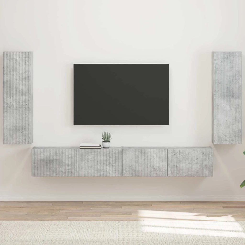 Set di Mobiletto da TV a Parete 4 pcs Grigio cemento 3408928