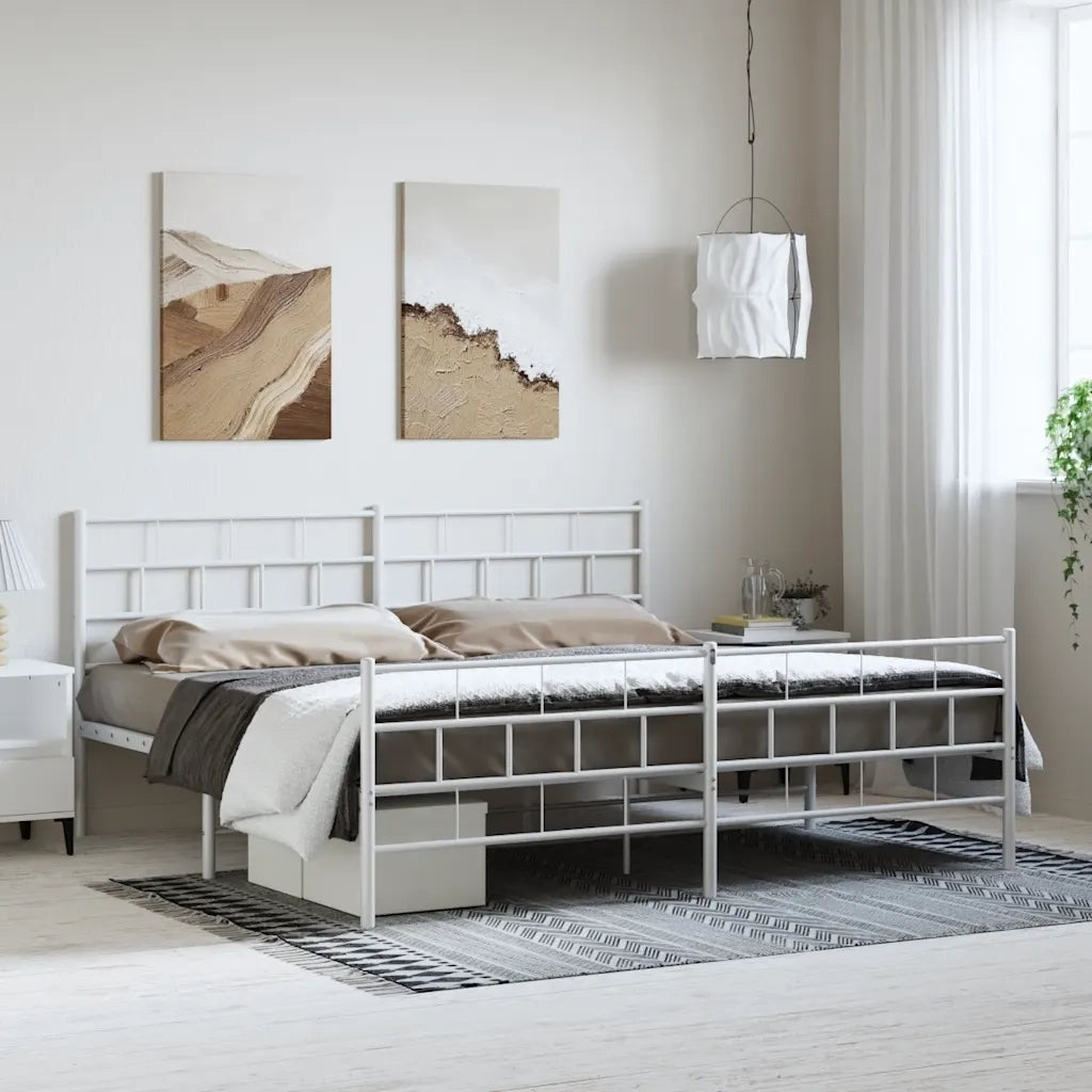 Giroletto con Testiera e Pediera Metallo Bianco 193x203 cmcod mxl 83315