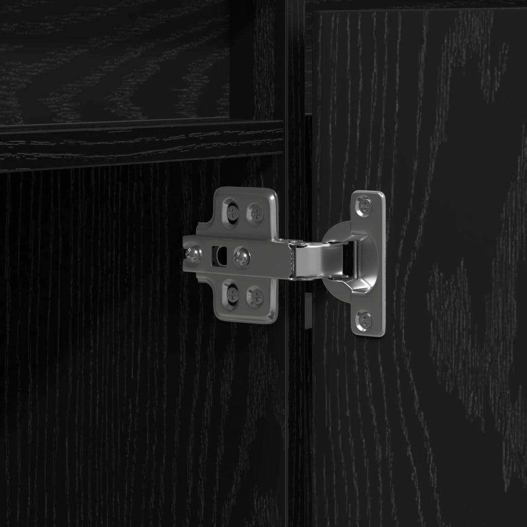 Mobile TV  con LED Nero Rovere 180x38x49 cm Legno ingegnerizzato