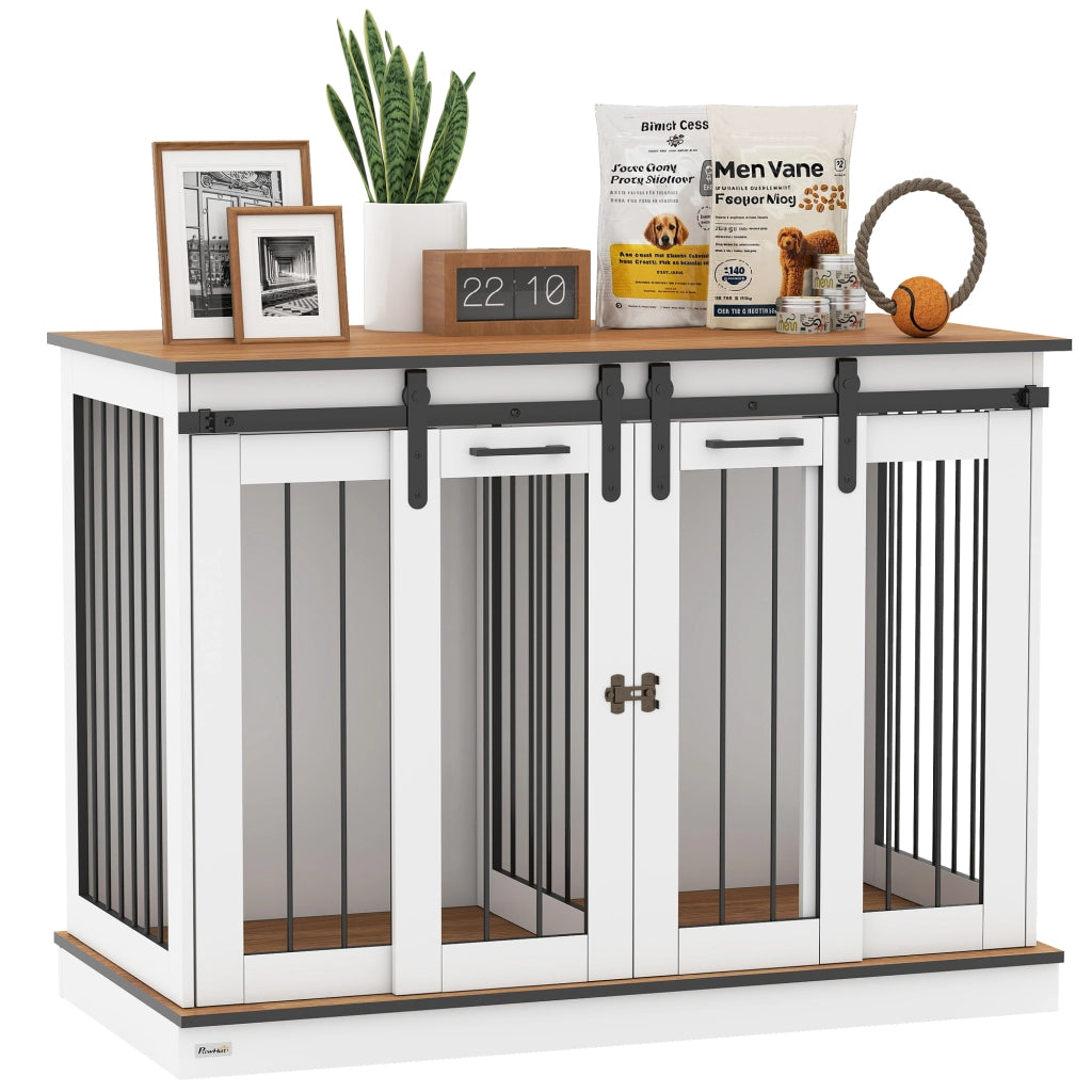Gabbia per Cani ¨C zephmum ¨C Rustico, Bianco, 2 Porte