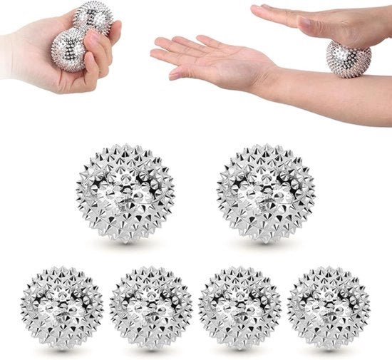 Bal di Trigger Point - 6 pezzi - Bal di Fitness - Bal Myofasciale - Bal di Massaggio per Punti di Trigge - Sfera di Massaggio per Mano, Piede e Schiena - Per Automasaggio di Diversi Parti del Corpo - Diversi Format - Con Diametro 3.2/4.7cm
