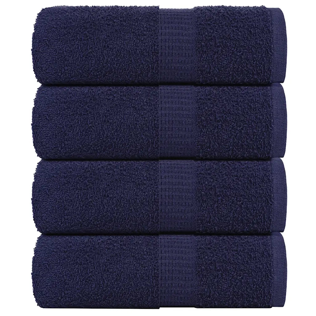 Asciugamani Ospiti 4 pz Blu Marino 30x50cm 360 g/mÂ² 100% Cotone