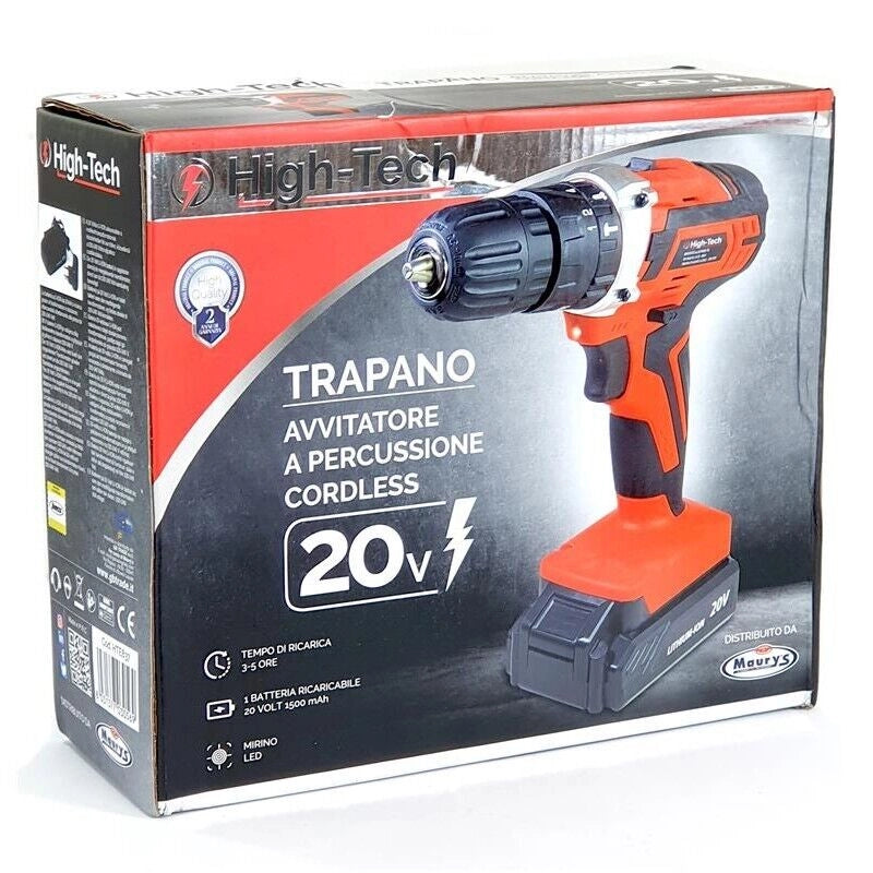 TRAPANO AVVITATORE PERCUSSIONE CON BATTERIA 20 V 1500 MAH BATTERIA  20 VOLT - MARCA ASSORTITA TRA HIGH-TECH