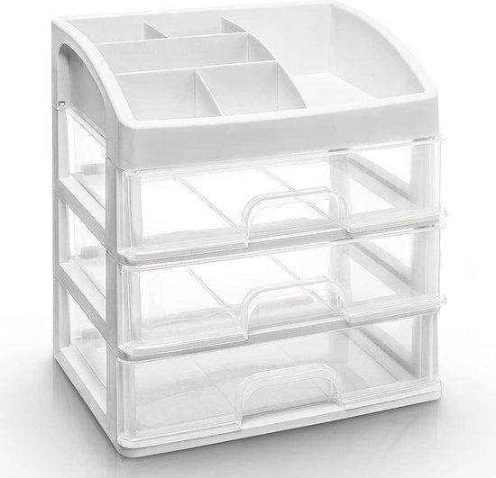 Organizzatore per cosmetici con 3 ripiani - conservazione della camera da bagno della camera da letto - matite per labbra gioielli smalto per unghie filo per cucire - articoli da ufficio - piccoli componenti conservazione dello smalto per unghie