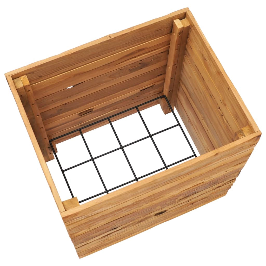 Aiuola rialzata per piante e fiori 50 x 40 x 55 cm legno di teak riciclato e acciaio 02_0000938