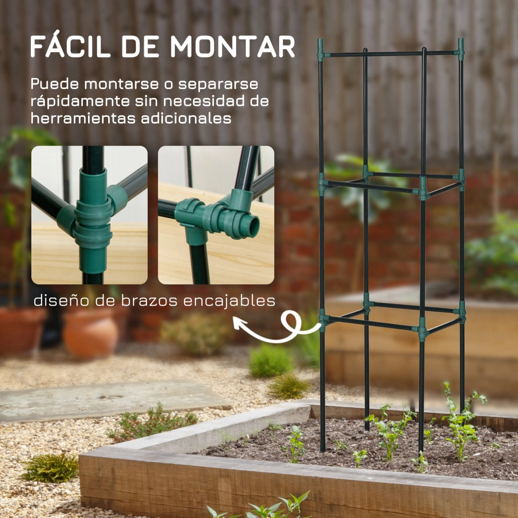 Set 3 Grigliati per Giardino ¨C Xylo ¨C Supporto Piante Rampicanti Acciaio 38x38x182cm Verde