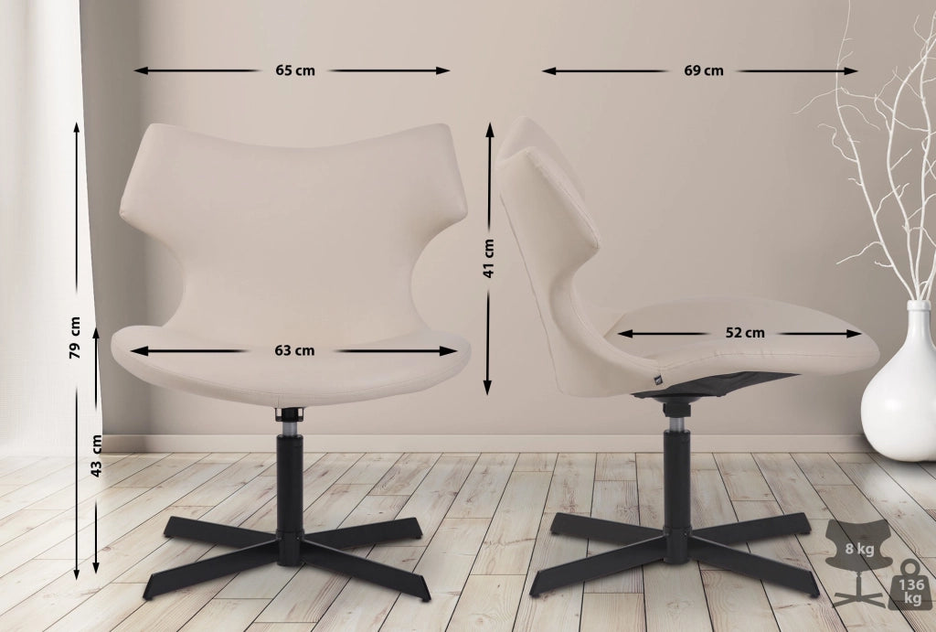 Sedia da lounge Welland in similpelle crema