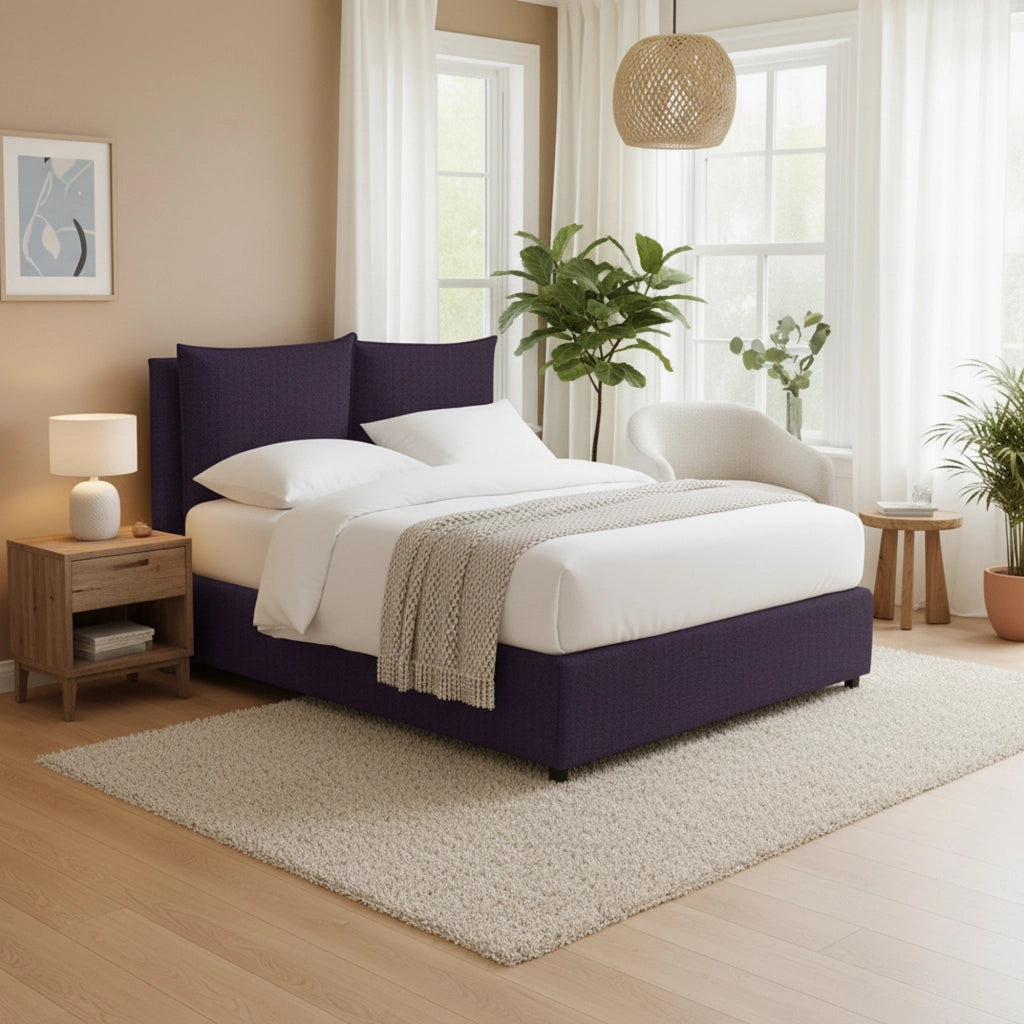 Liskeard, Letto Matrimoniale Sfoderabile Made in Italy, Viola