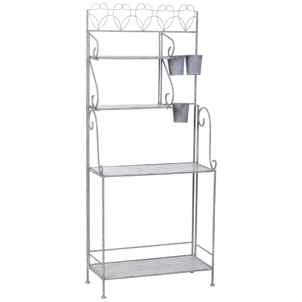 Espositore in metallo con 4 ripiani grigio 77,47x36,2x179,71h cm
