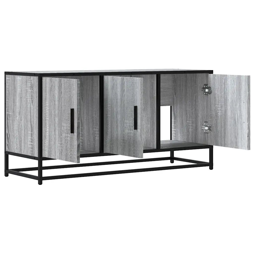 Mobile TV-Credenza TV-Console TV Grigio Sonoma 100x35x50 cm Legno Multistrato Metallo