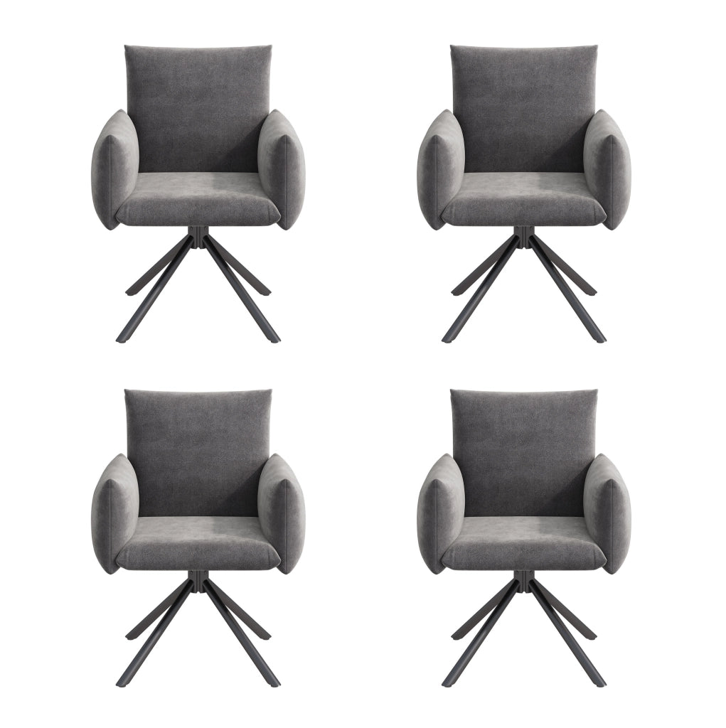 Set di 4 sedie girevoli in velluto grigio