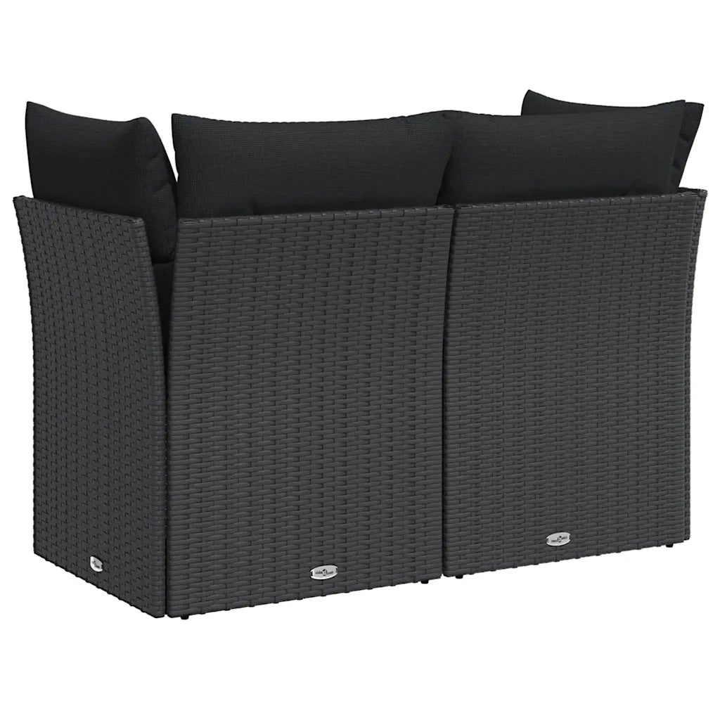 Divano da Giardino con Cuscini 2 Posti-Sofa da giardino nero in polyrattan 137294