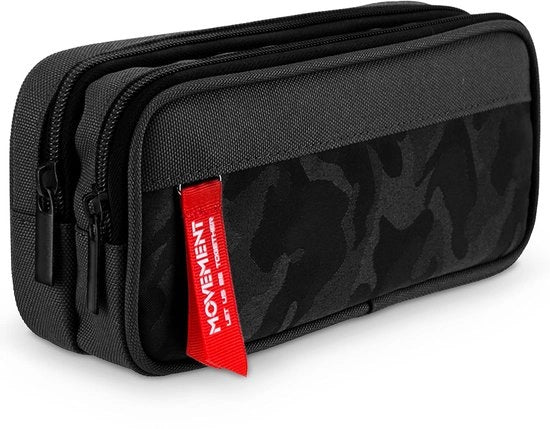 Etui 2-compartimenti per bambini, grande capacità, 2 compartimenti, colore nero