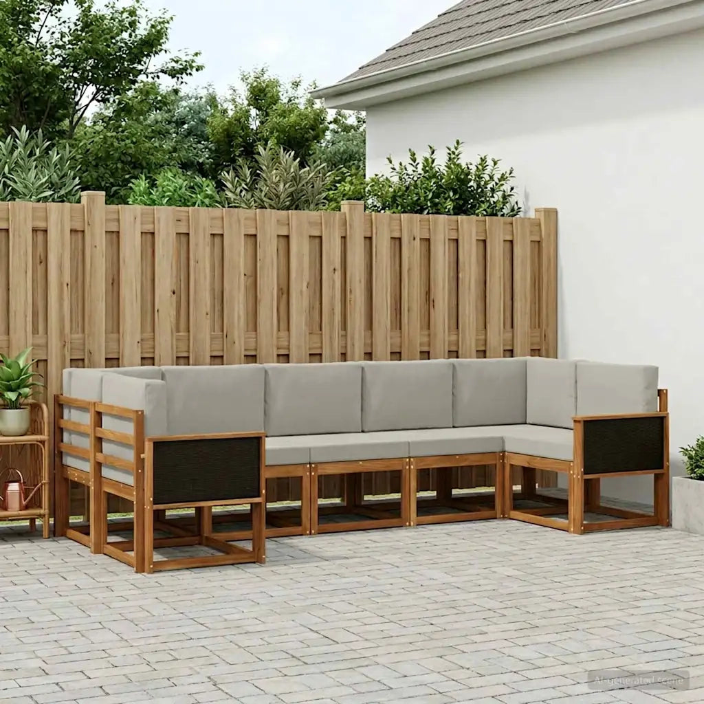 Set di divani da esterno 7 pcs Naturale e Grigio Chiaro 3385502