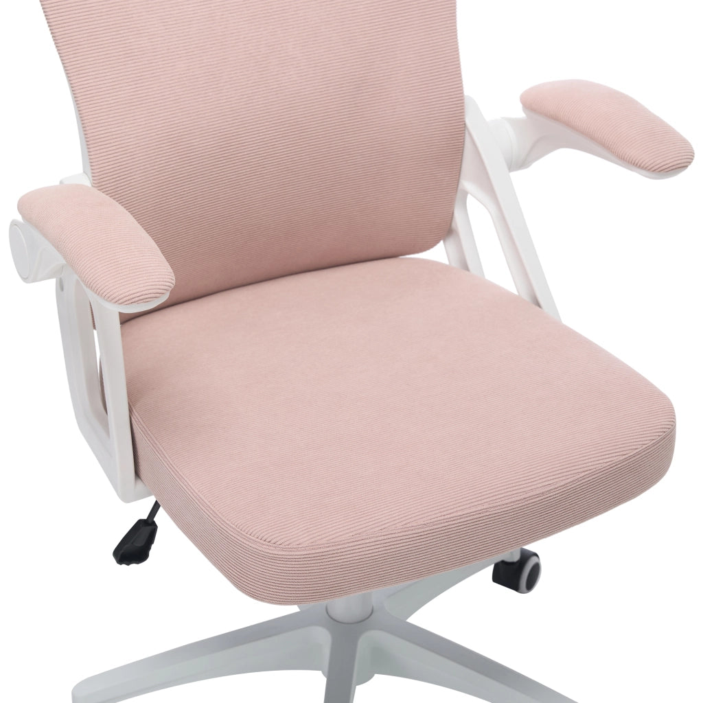 Sedia da ufficio ergonomica in rete con supporto lombare e poggiatesta regolabili, schienale alto, colore rosa