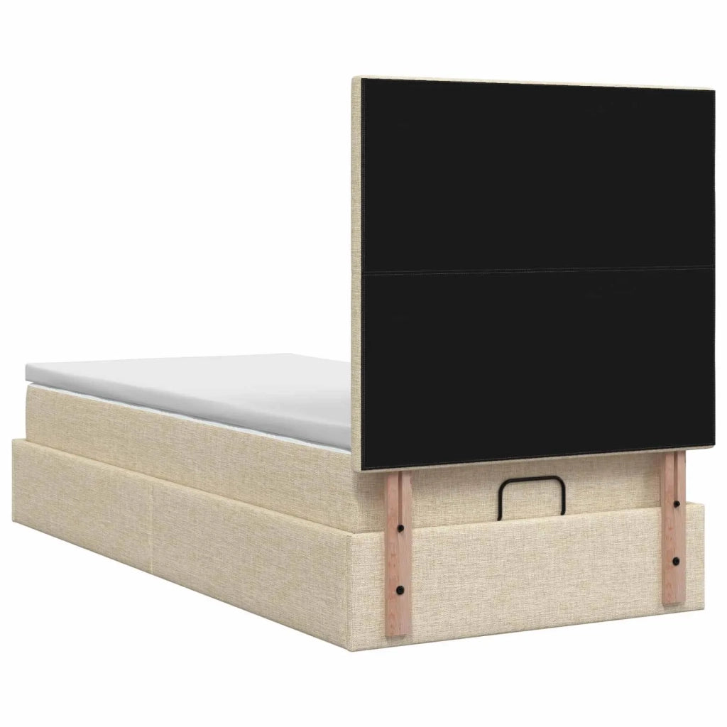Letto Ottomano con Materasso e LED Crema 90 x 200 cm Tessuto 3458129