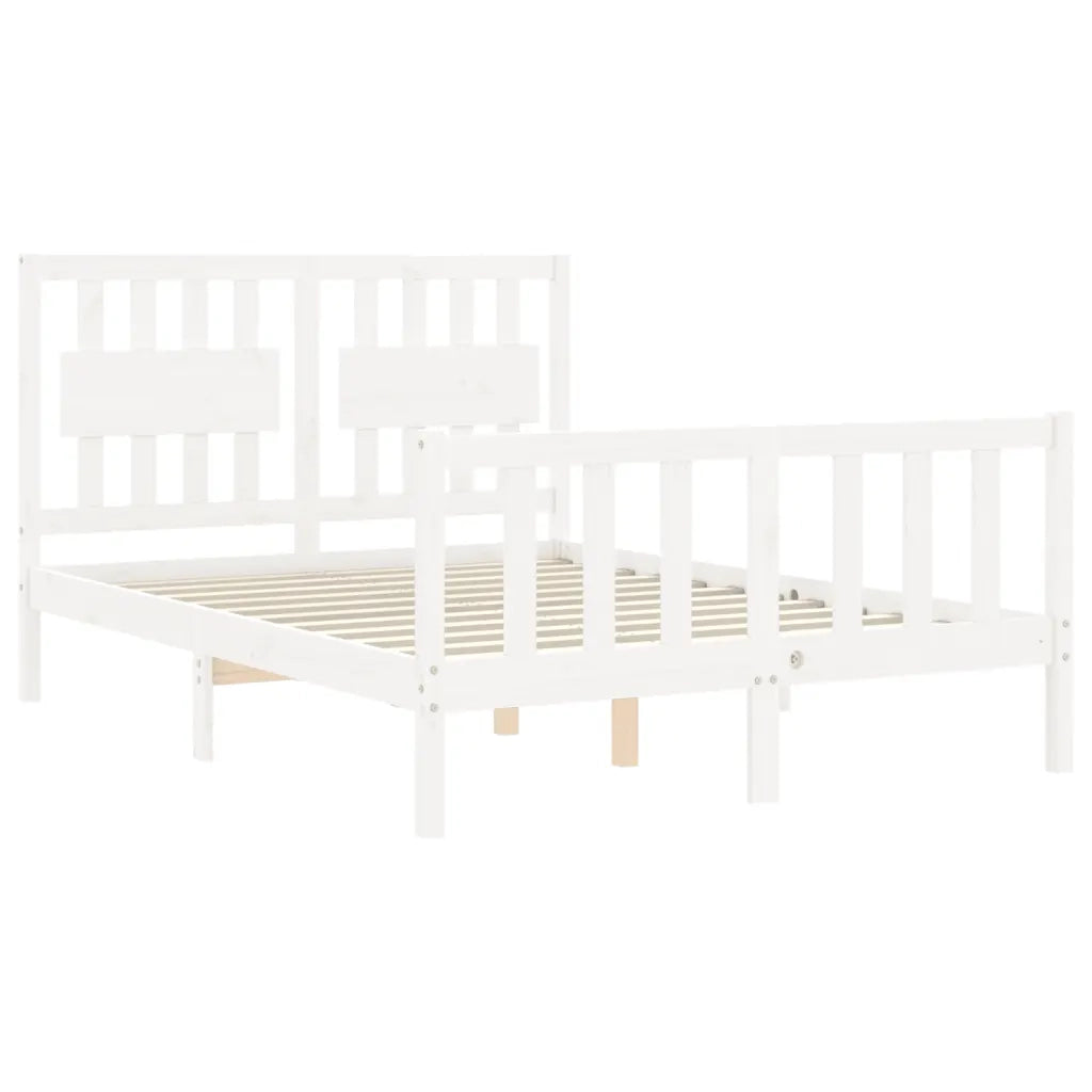 Letto senza Materasso-Struttura Letto Bianco 140x190 cm Legno Massello di Pino 818616