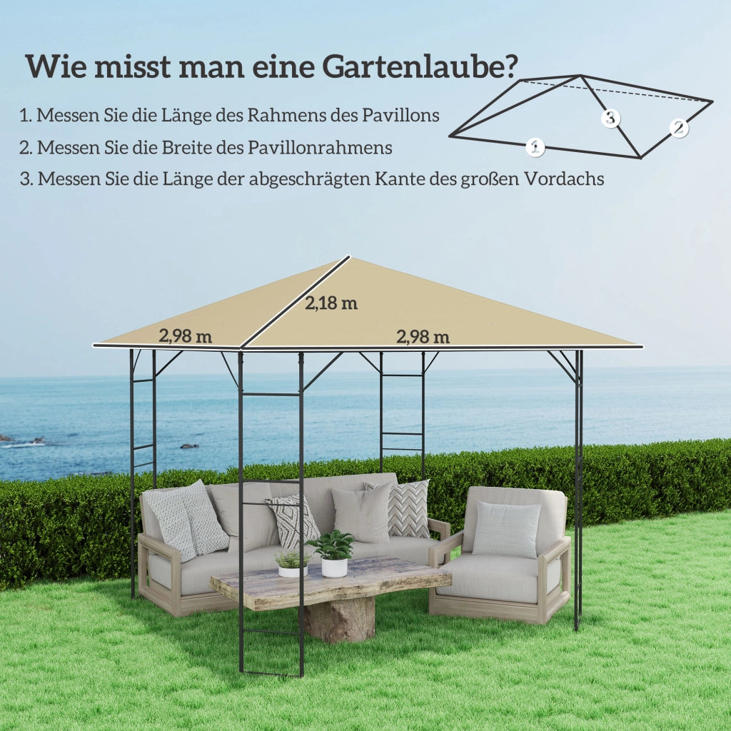 Copertura per gazebo 3x3 m ¨C zephmum ¨C tessuto Oxford 370 g/m2, impermeabile, UPF30+, beige