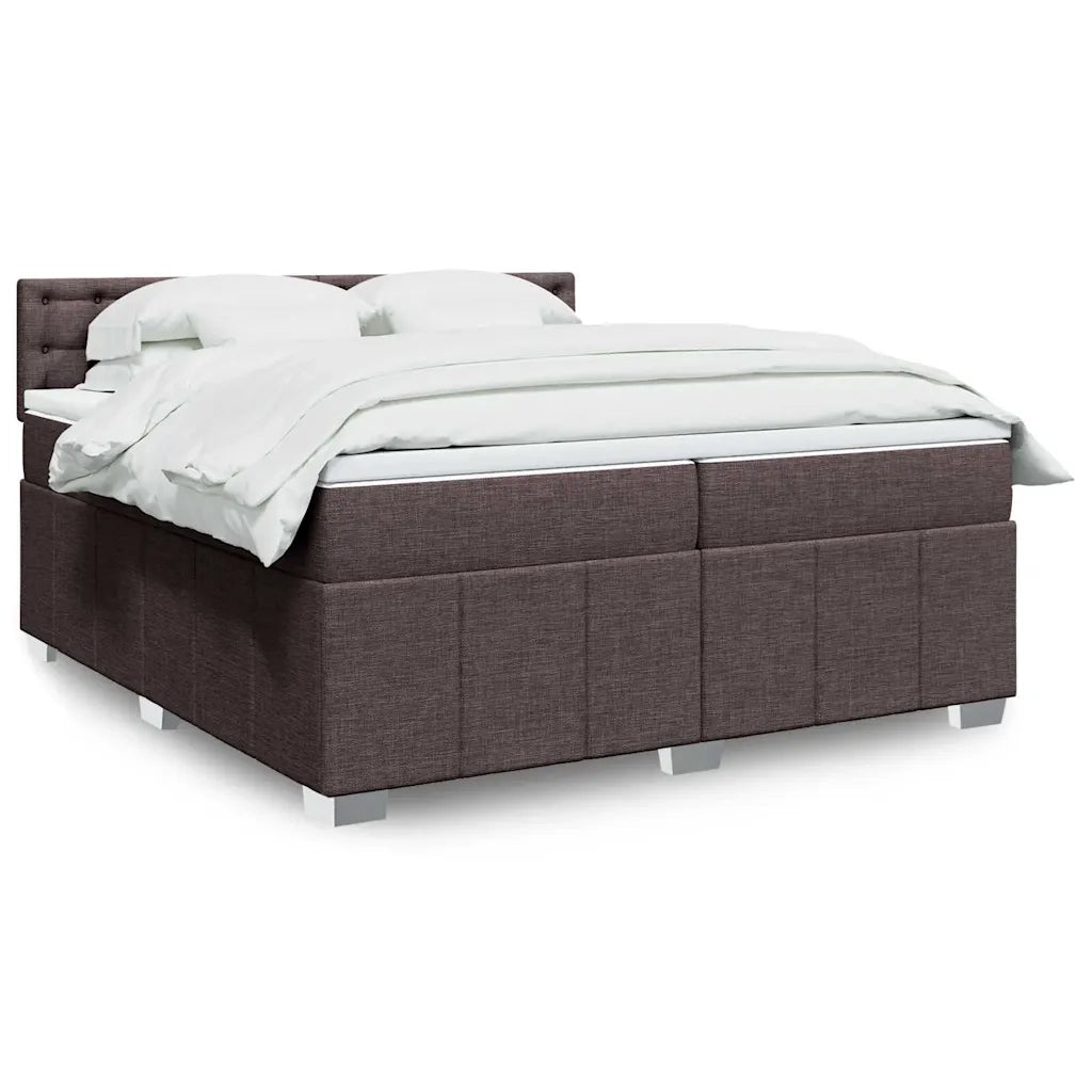 Giroletto a Molle con Materasso Marrone Scuro 200x200cm Tessuto 3289492