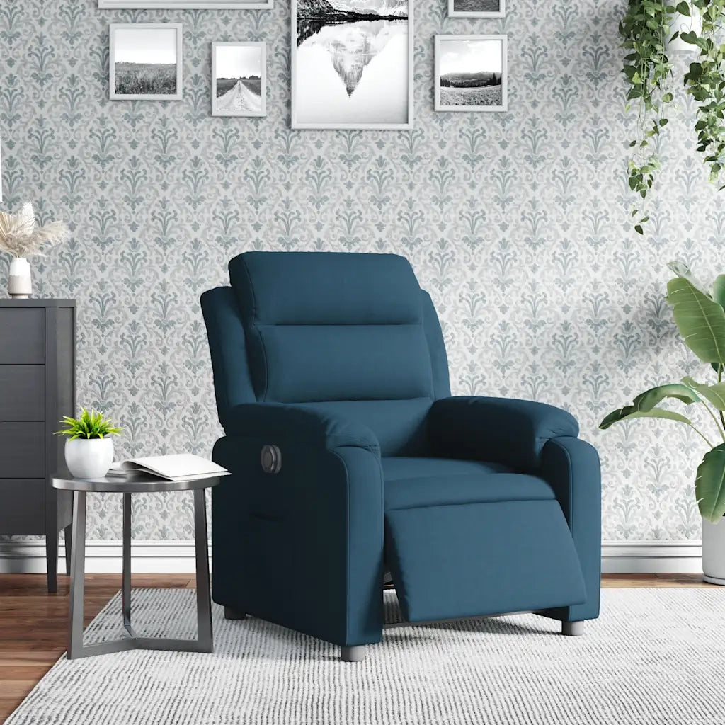 Poltrona Reclinabile Elettrica Blu in Velluto