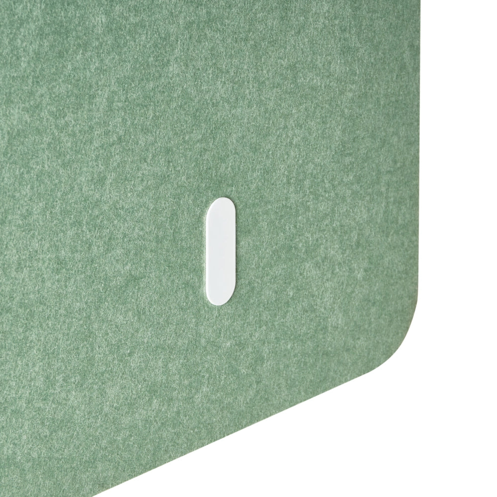 Parete divisoria angolare per scrivania Pannello in PET verde chiaro Morsetti di fissaggio in acciaio 120 x 60 x 50 cm Parete divisoria acustica Modulare Home Office