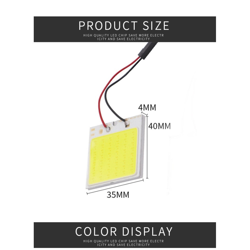 Trade Shop - Pannello Led Cob Chip Luce Cortesia Interno Auto Adattatore T10 -