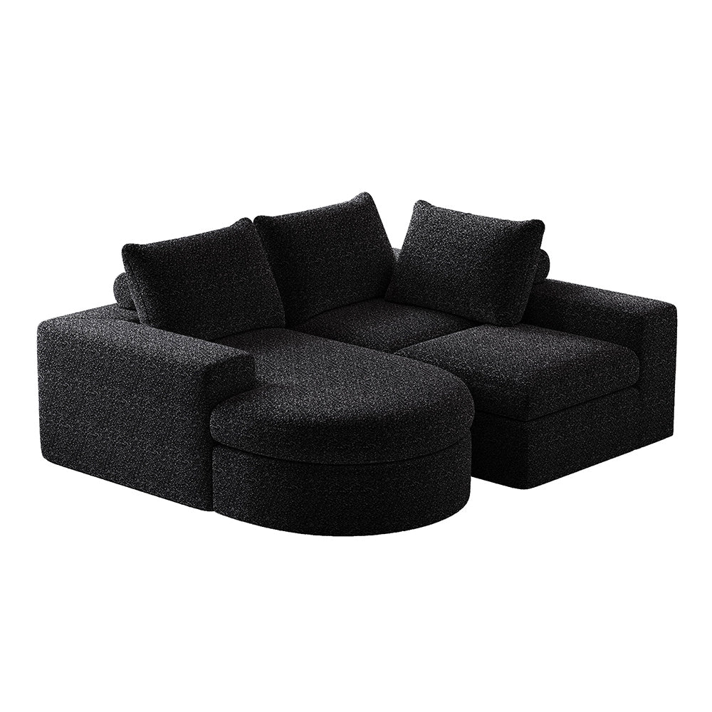 Divano chenille - Xylo - modulabile senza piedi componibile forma L
