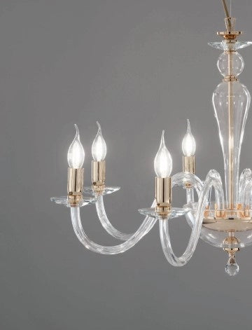 PIANTANA PAGANINI CRISTALLO/ORO 1 LUCE ATTACCO E27 H.153+26CM