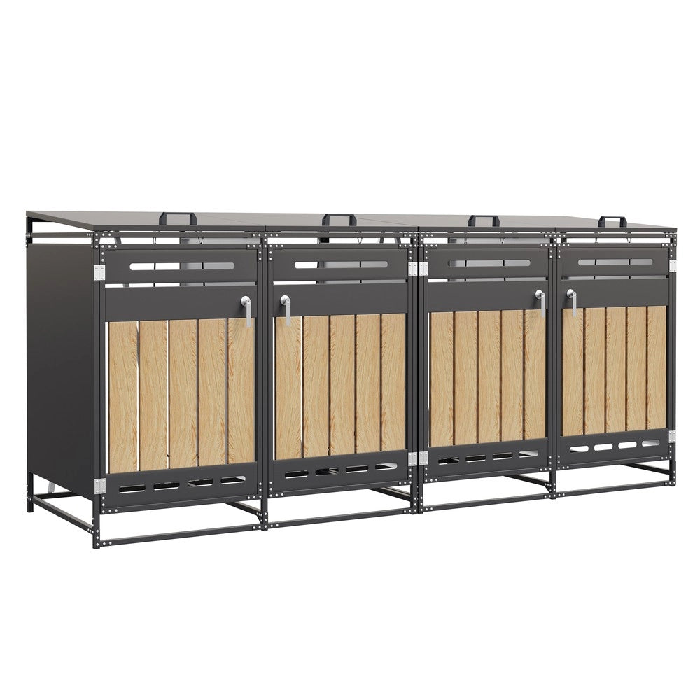 Box Cassonetti 4 Pezzi con Coperchio Idraulico ¨C Xylo ¨C Effetto Legno, Metallo, con Serratura
