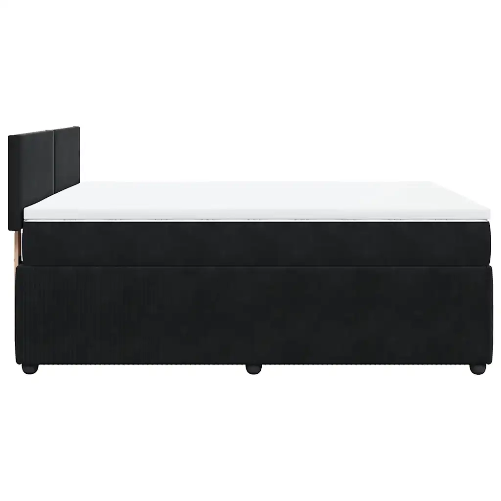 Giroletto a Molle con Materasso Nero 140x200 cm in Velluto