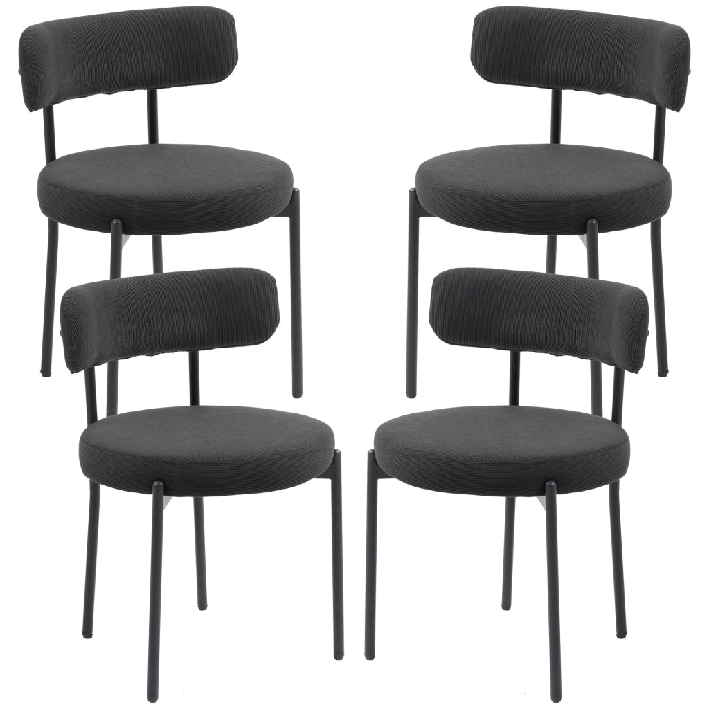 Set di 4 sedie da pranzo con schienale in tessuto e gambe in metallo ¨C zephmum ¨C nero 51x51x76 cm