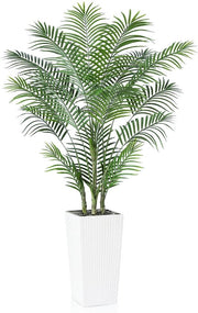 180 cm Kunstpalm UV-bestendig Tropica per Interno e Esterno Decorazione - Grande Palma d'Arte con Vaso Cilindrico Bianco