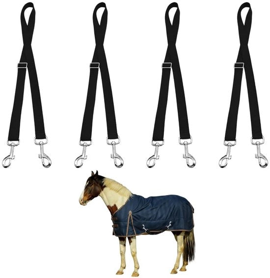 Set di Cinghie di Sospensione Riscaldabili da 4 - Cinghie Elastomeriche Adattabili - Rotazione 360° - Robuste e Affidabili - Forma di Pascolo Stabile - Resistenti alla Trazione e allo Sfregamento - Copertura per Cavallo