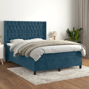 Giroletto a Molle con Materasso Blu Scuro 140x200 cm in Velluto 3132865