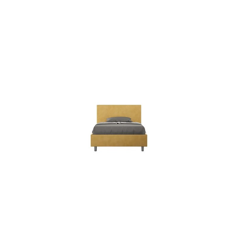 Letto imbottito 1 piazza e mezza 120x200 cm Adele - Senza rete,Microfibra,Ocra