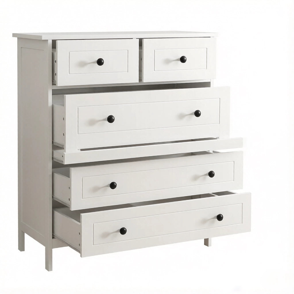 CASSETTIERA 5 cassetti 74x40x91 cm bianco MDF e truciolare