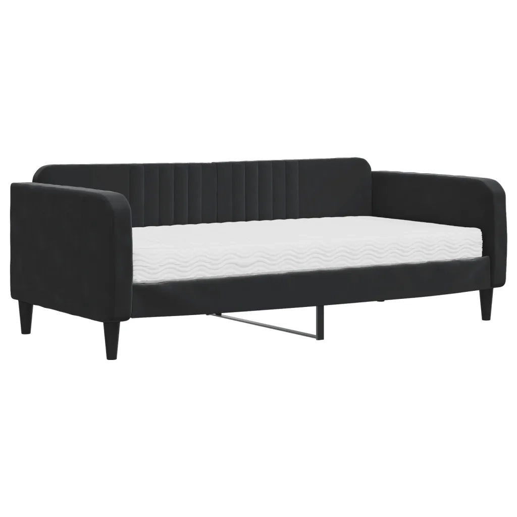 Divano letto | Sof¨¤ letto | Letto singolo con Materasso Nero 90x190 cm in Velluto