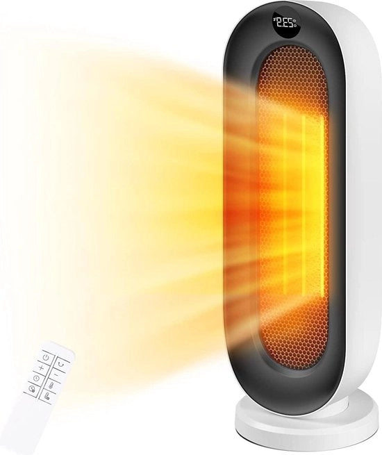 Riscaldatore 2000 W con tecnologia di risparmio energetico - oscillazione di 100 gradi - timer 12 ore - termostato - protezione contro surriscaldamento e inclinazione - 3 modalità - per uso domestico ufficio