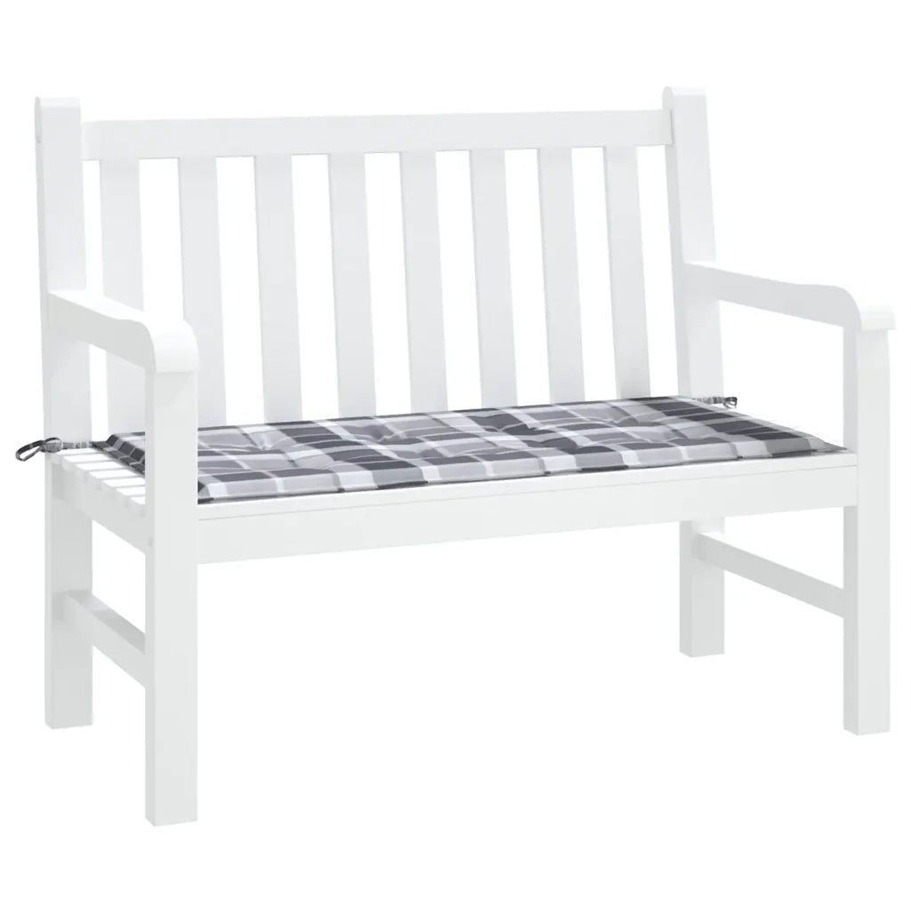 Cuscino Panca da Giardino a Quadri Grigi 100x50x3 cm in Tessuto cod mxl 68012