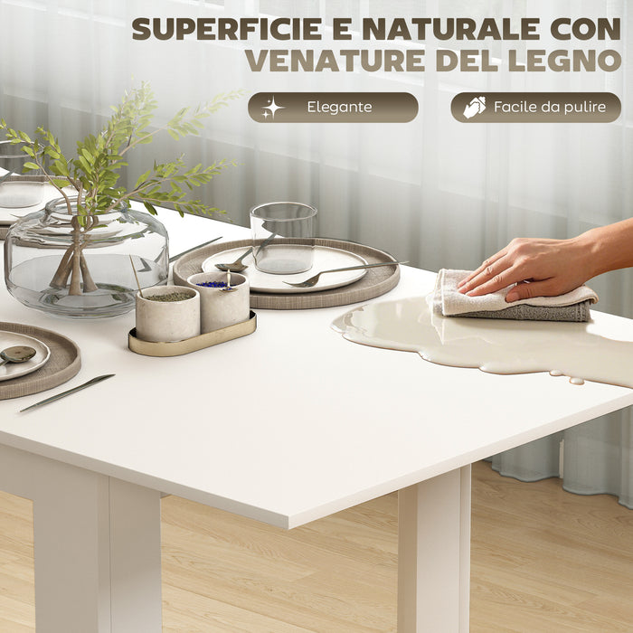 Tavolo Allungabile da Pranzo 140-180x80x75 cm per 6-8 Persone in MDF Bianco