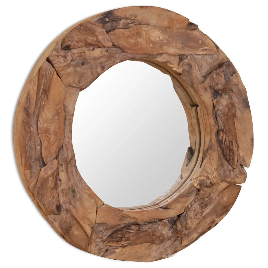 Specchio Decorativo in Legno di Teak-Specchi da interno ed esterno 60 cm Rotondo