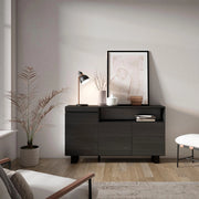 Credenza, Mobile, 150x35x87cm, 3 Porte, Design industriale, Nero RF2513